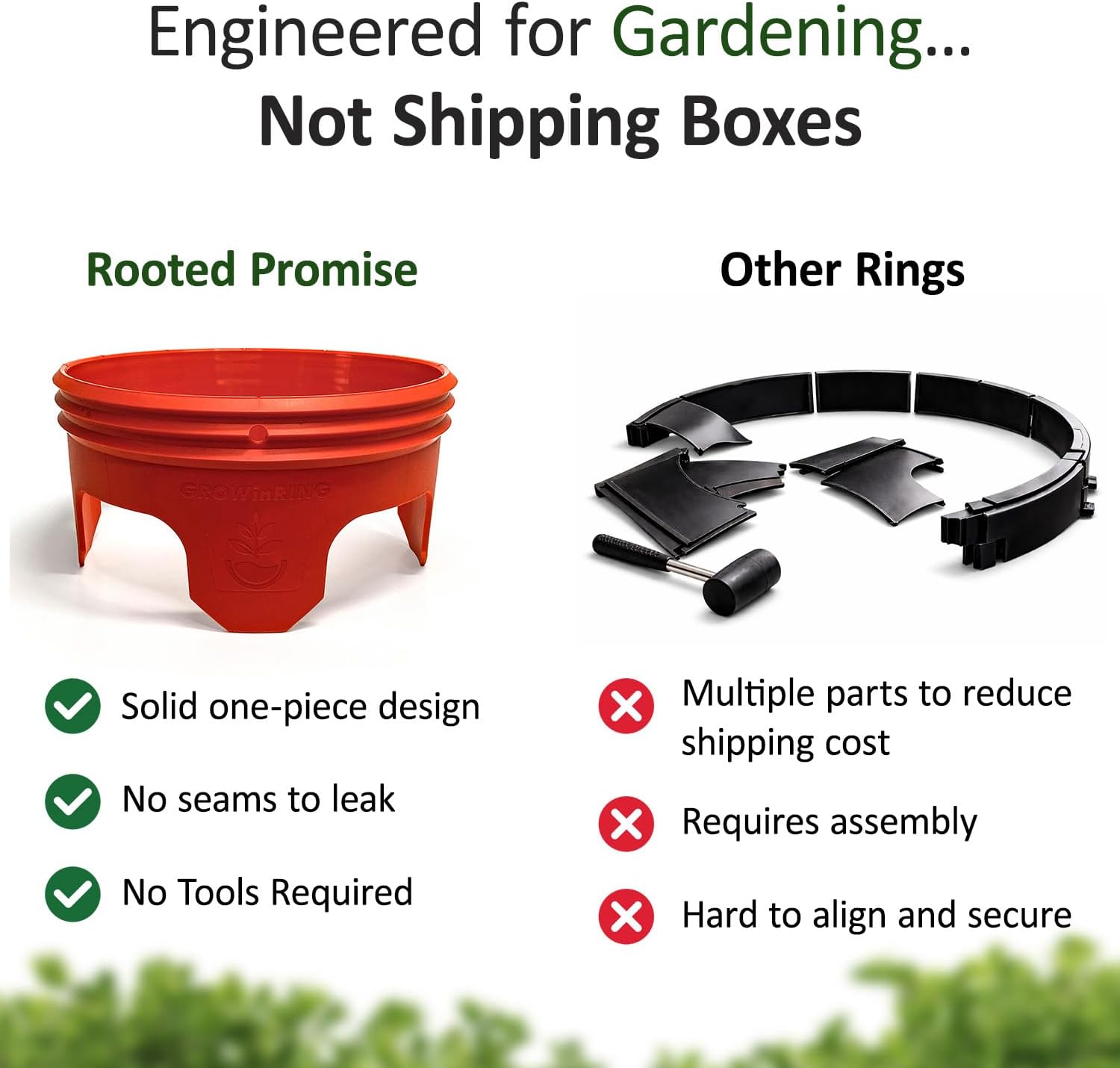 7 inch Solid Planting Grow Rings | 12 Pack Purple | One-Piece Design for Deep Root Watering Veggies, Herbs & Flowers | Mulch & Soil Barrier | Deter Slugs and Cutworms | Heavy Duty | Made in USA