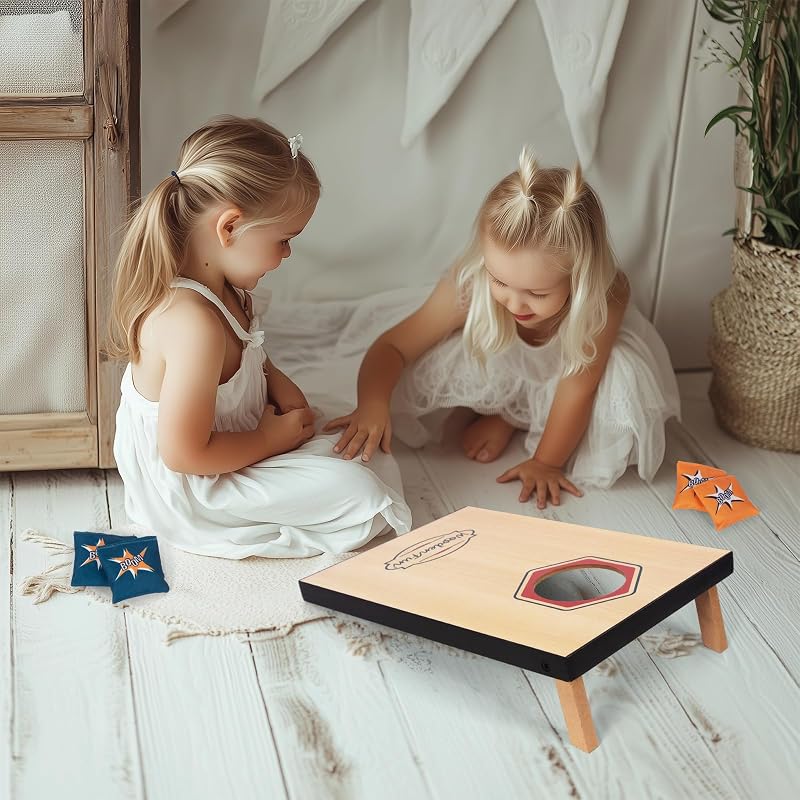 WOODENFUN Cornhole Wurfspiel 2 Tábla 8 Homokzsákkal Kültéri Játék Gyerekeknek és Felnőtteknek