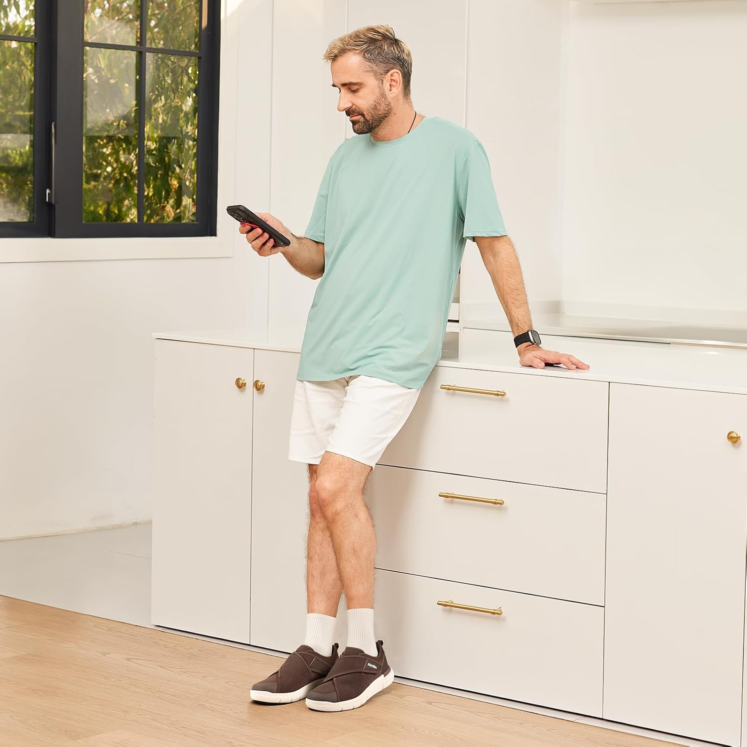 FitVille Men's Diabetic Shoes Extra Wide – Adjustable Closure Walking Shoes for Swollen Feet, Neuropathy & All-Day Standing Comfort – EasyTop V5 - Image 2