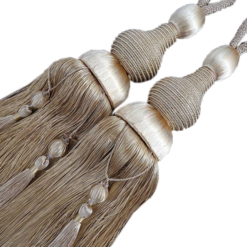 Curtain Buckle Beaded Tassels Curtain Tiebacks Home Decor 1 Pair Curtain Rope Tiebacks with Tassels (Dark Coffee)