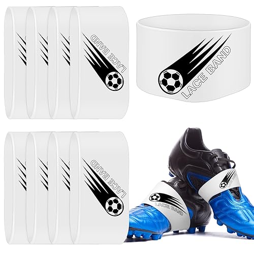 Jecery 10 Pieces Soccer Cleat Lace Cover Soccer Shoe Band Youth Adult Protector Elastic Shoe Laces Rubber Covers