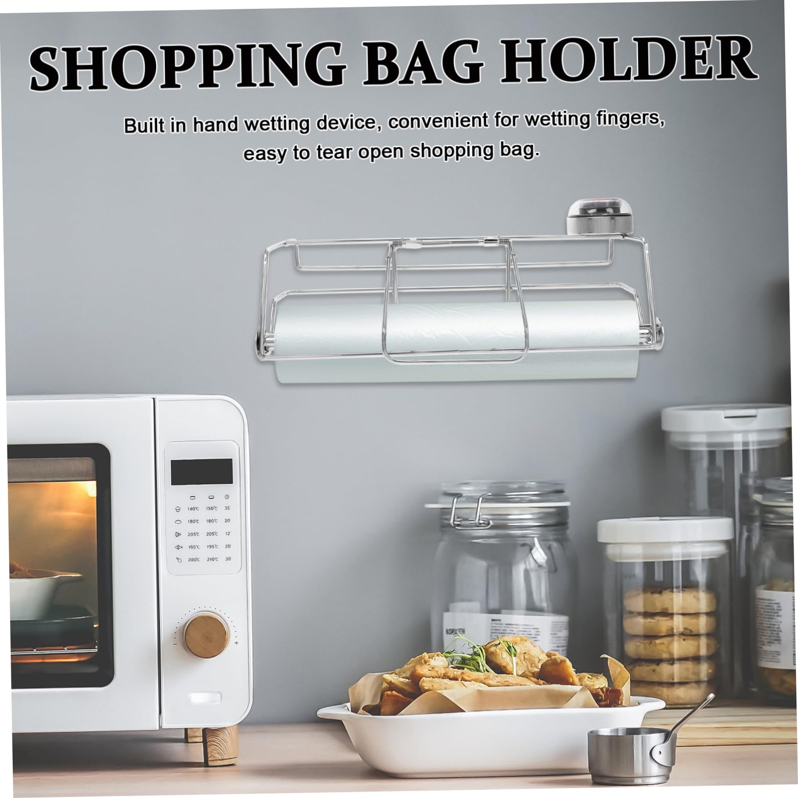 Soporte De Bolsas Inoxidable Con Dispensador De Mano Húmeda Estante Colgante Para Almacenamiento De Bolsas Supermercados y Tiendas De Alimentos