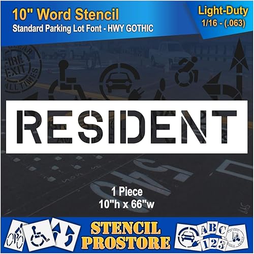 Plantillas de marcado de pavimento Plantilla residente de 10 pulgadas 10 x 66 x 116 pulgadas (63 mil) Ligero