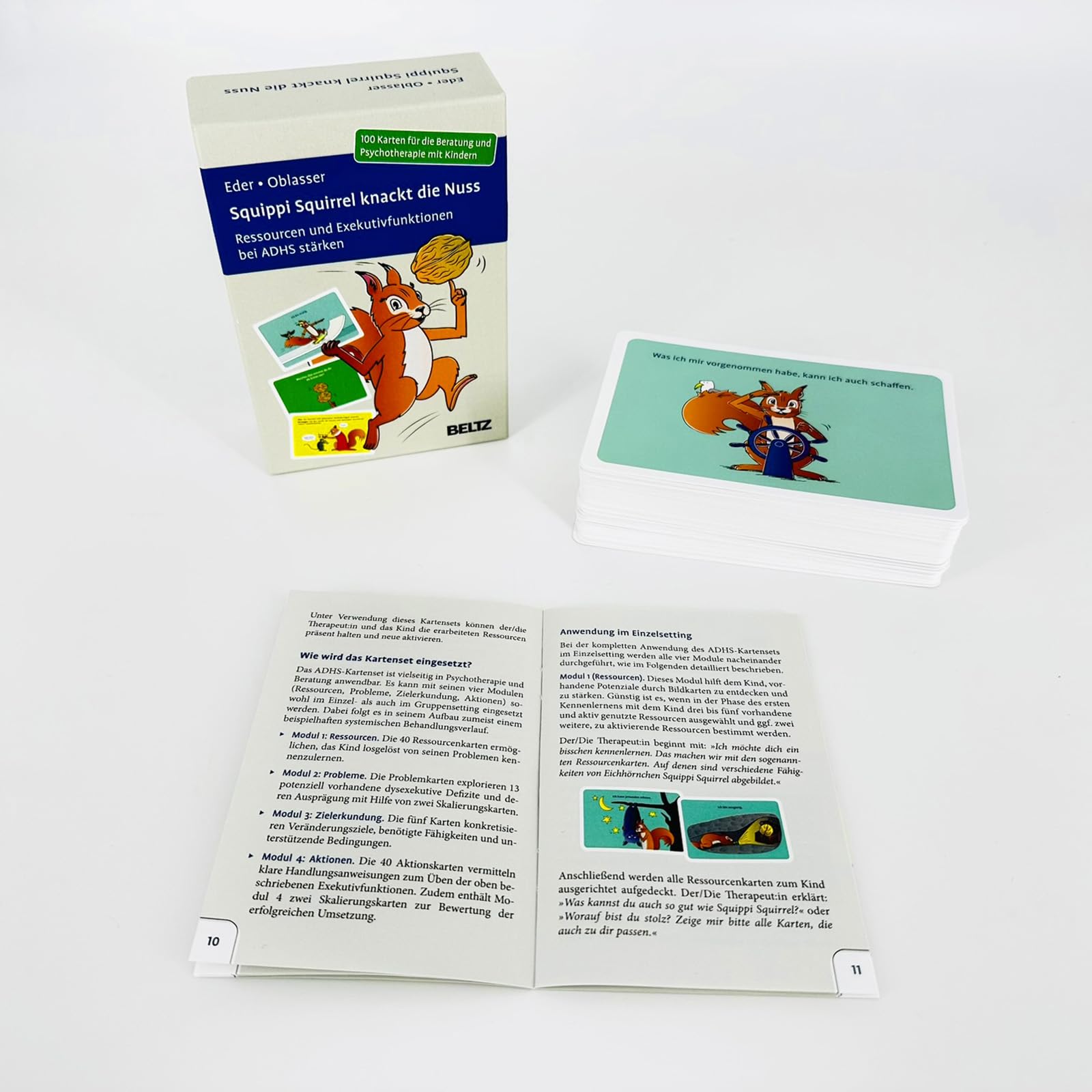 Squippi Squirrel knackt die Nuss: Ressourcen und Exekutivfunktionen bei ADHS stärken. 100 Karten für die Beratung und Psychotherapie mit Kindern. Mit ... cm in stabiler Box (Beltz Therapiekarten)