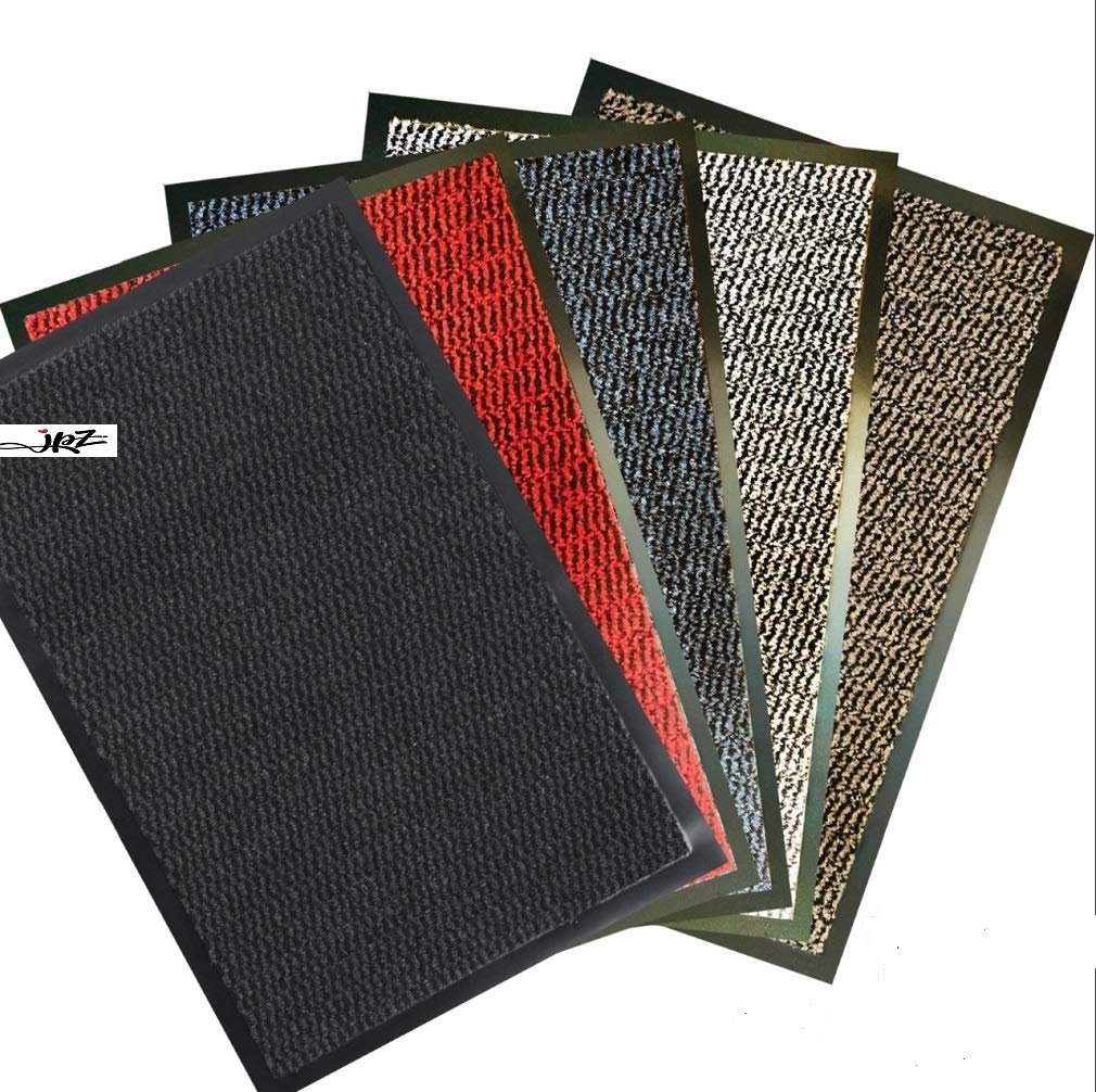 JKZ RUG AND DOORMATS Door Mat Indoor & Outdoor Dirt - Trapper Mat Shoe Scraper Super Absorbent Front Door Mat For Home Office Mats Grey (Red, 40 x 60 cm) — image 1