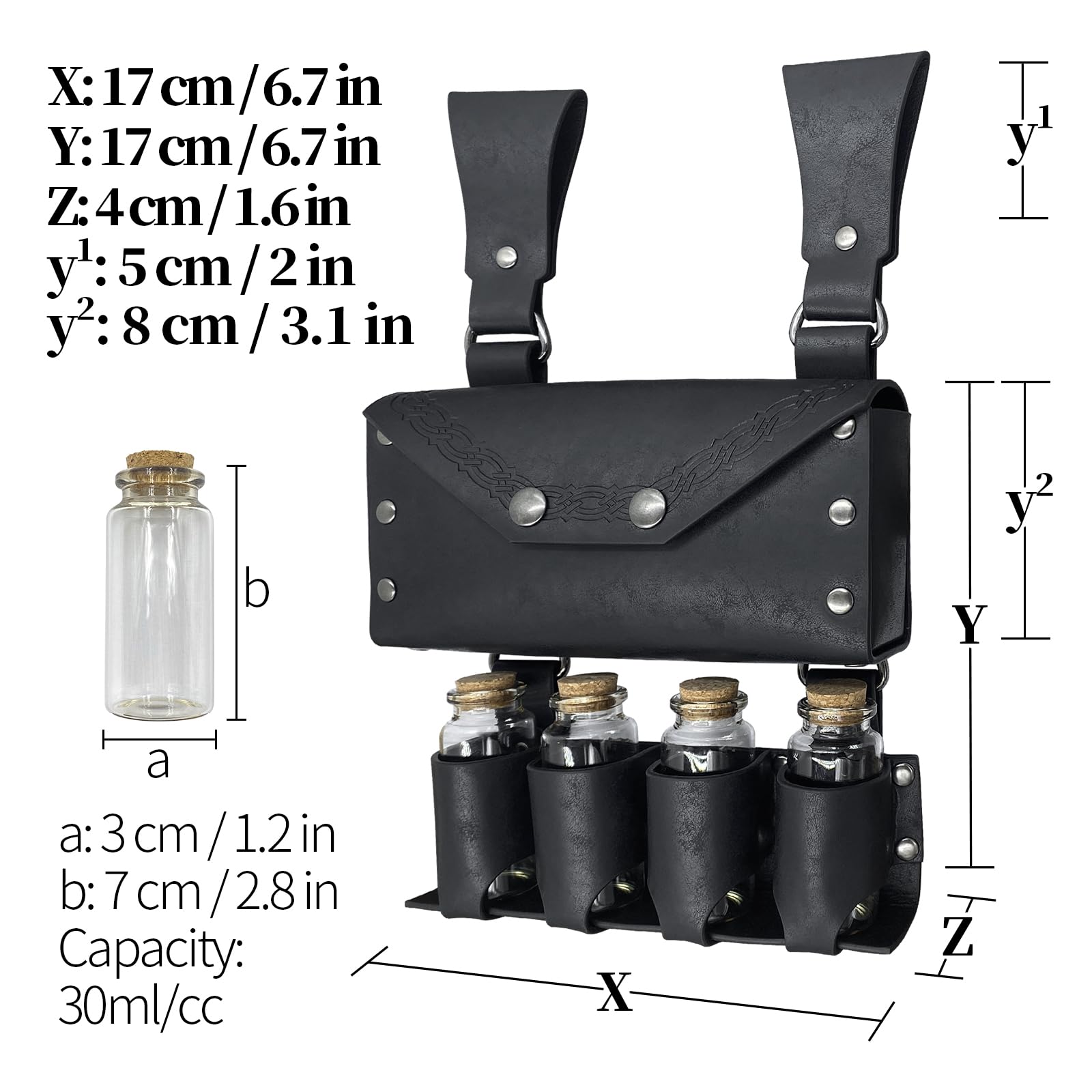 Amazon.com | HiiFeuer Medieval Alchemy Faux Leather Belt Bag  display picture 3