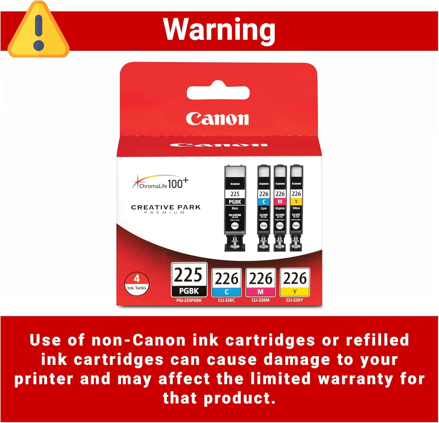 Canon PGI225/CLI226 Genuine Color Multi Pack, Compatible with iP4820, MG5220, MG5120, MG6120, MG8120, MX882, iX6520, iP4920, MG5320, MG6220, MG8220, and MX892 Printers