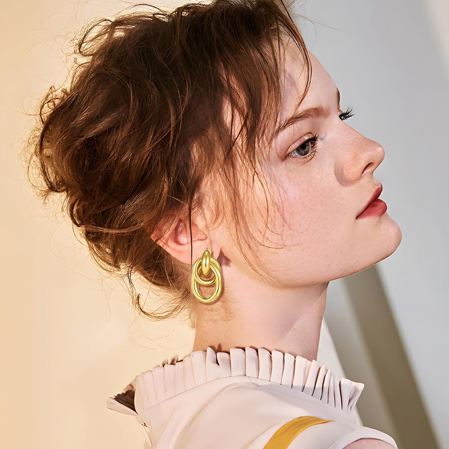 Geometric Earrings Statement Dangle Drop Earrings for Women Chunky Trendy Knot Stud Twisted Link Earring Fashion Jewelry Gift - Image 3