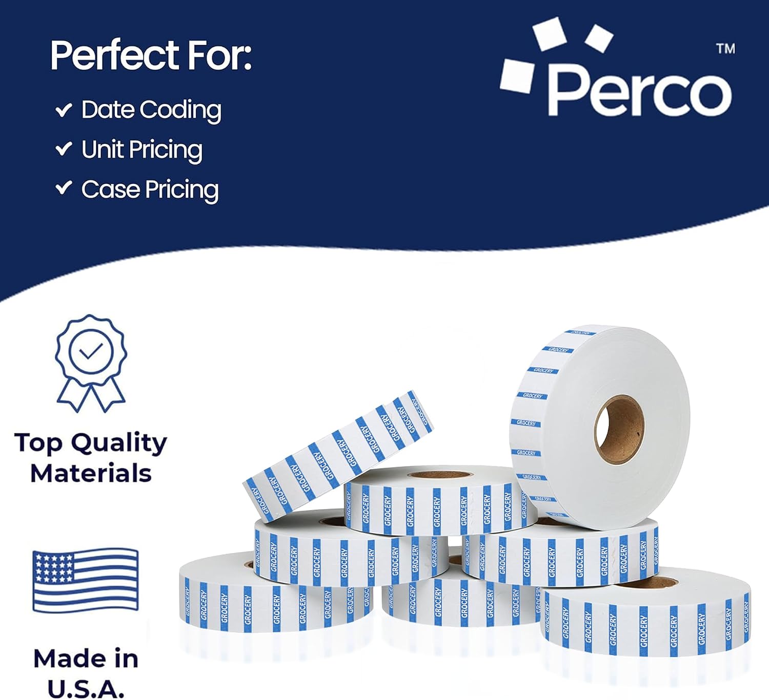 Monarch 1131 Blue Reverse Print on White Grocery Labels—8 Rolls, 1 Sleeve, 20,000 Labels for Monarch 1131 Price & Date Guns—with Tamper-Proof Design for for Supermarkets, Corner Stores & More—USA Made