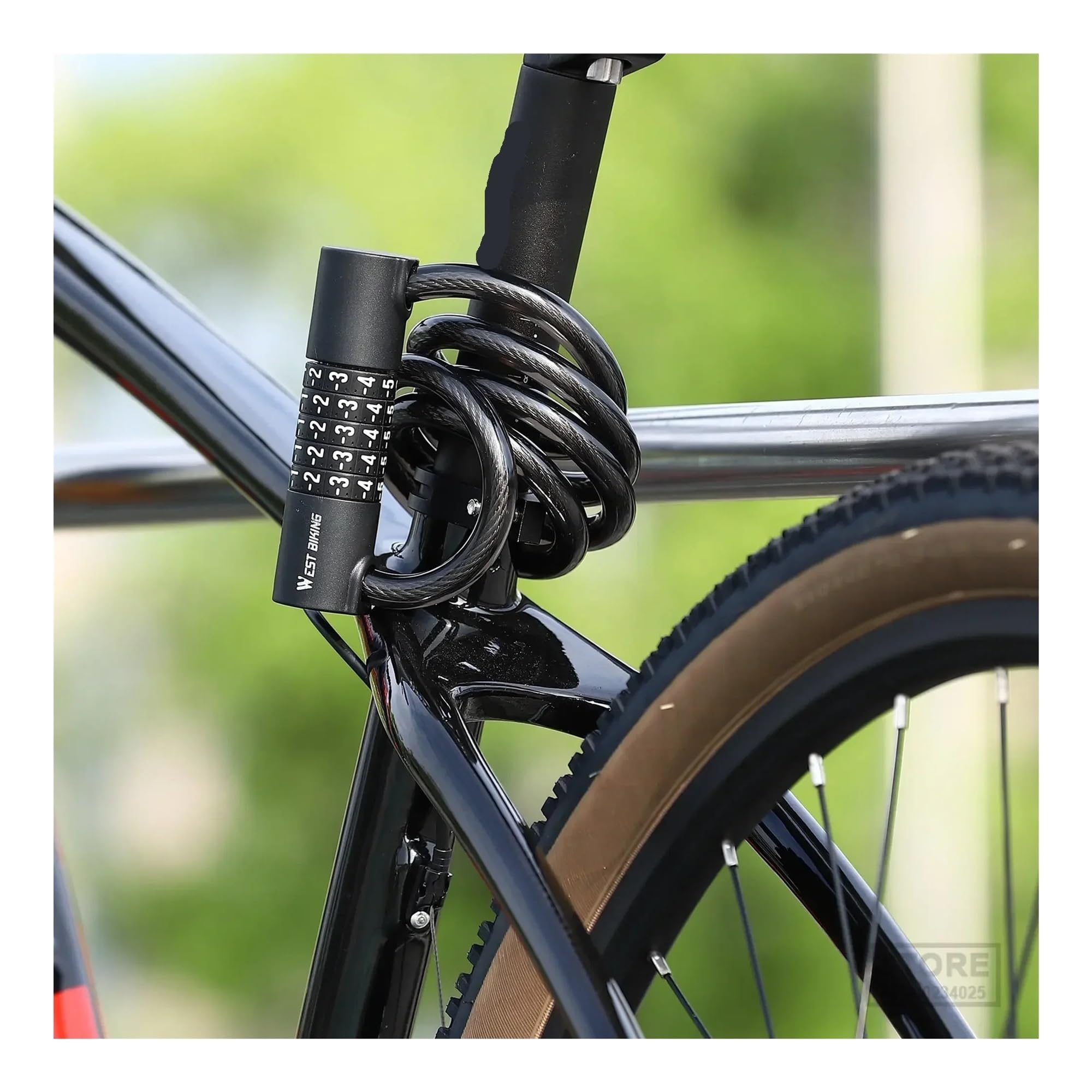 Candado antirrobo for bicicleta, combinación de 5 dígitos, resistente al agua, con cable, for motocicleta y eléctrica, 90 a 150 cm Candado para bicicleta(150cm)