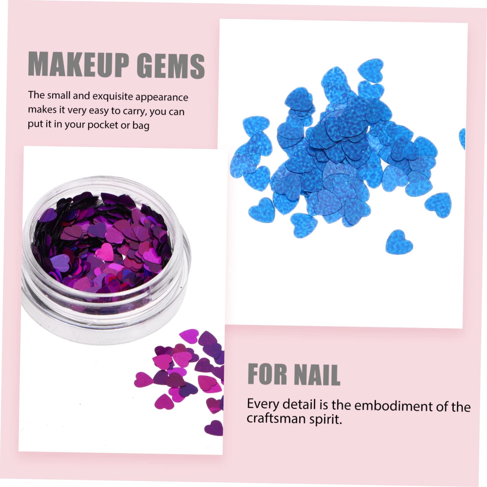 minkissy 60 cajas vacías de spray nasal con purpurina de corazón para uñas, calcomanías de arte de uñas, purpurina para acrílicas, maquillaje con, confeti de estrellas, lentejuelas, The