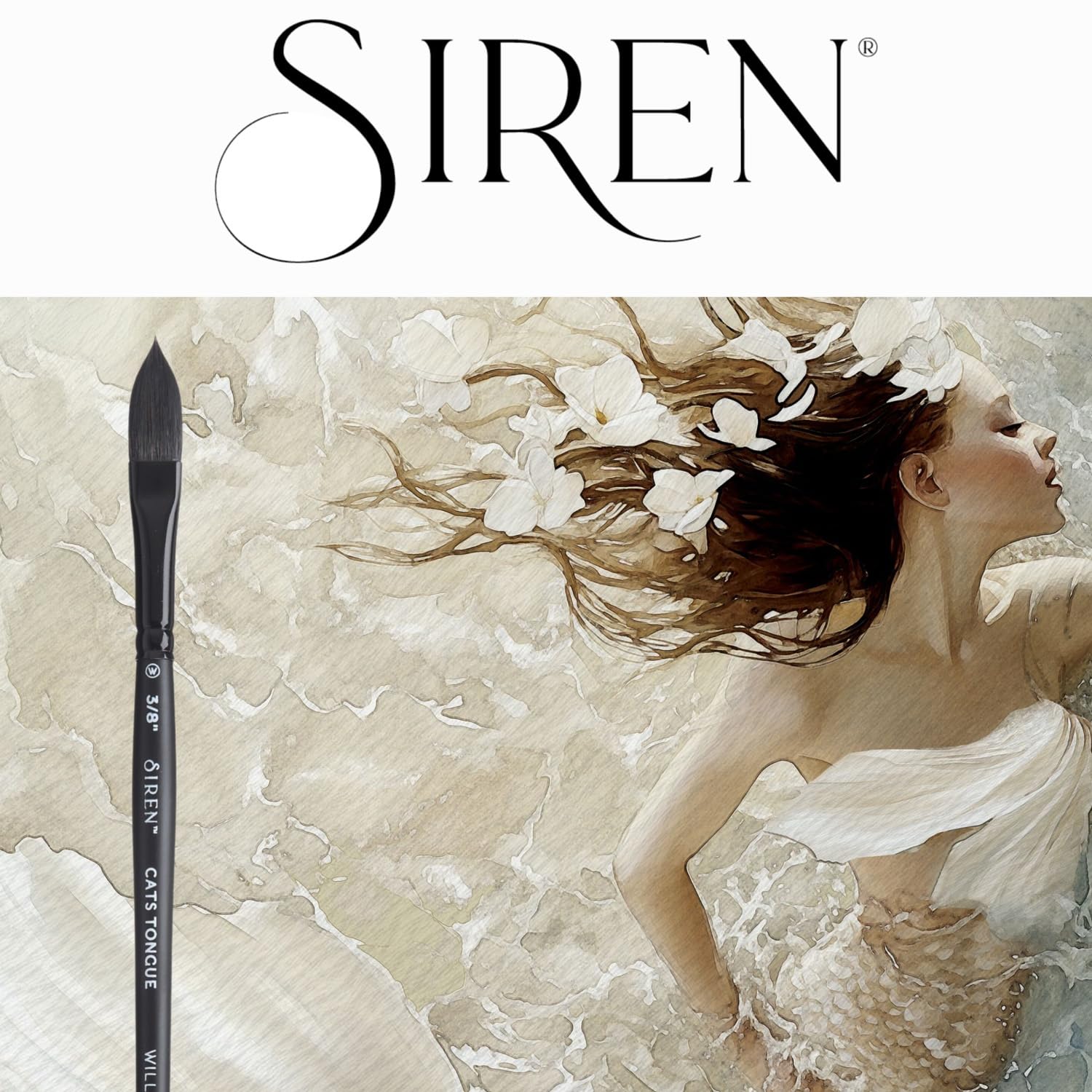 Willow Wolfe Siren Artist Lot de 4 pinceaux aquarelle en poils d'écureuil synthétiques mélangés de qualité supérieure (1100SET2)