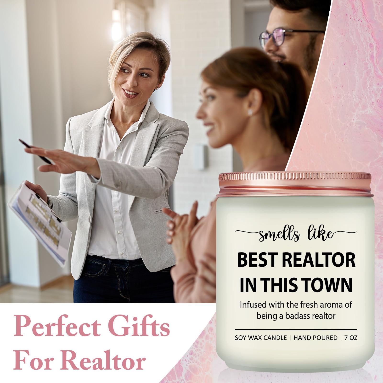 Realtor Gifts for Women Men - Closing Gifts for Realtors, Celebrate Reward Thank You Presents for Realtors, Broker, Realtor Supplies, Salesperson - Lavender Scented Candle