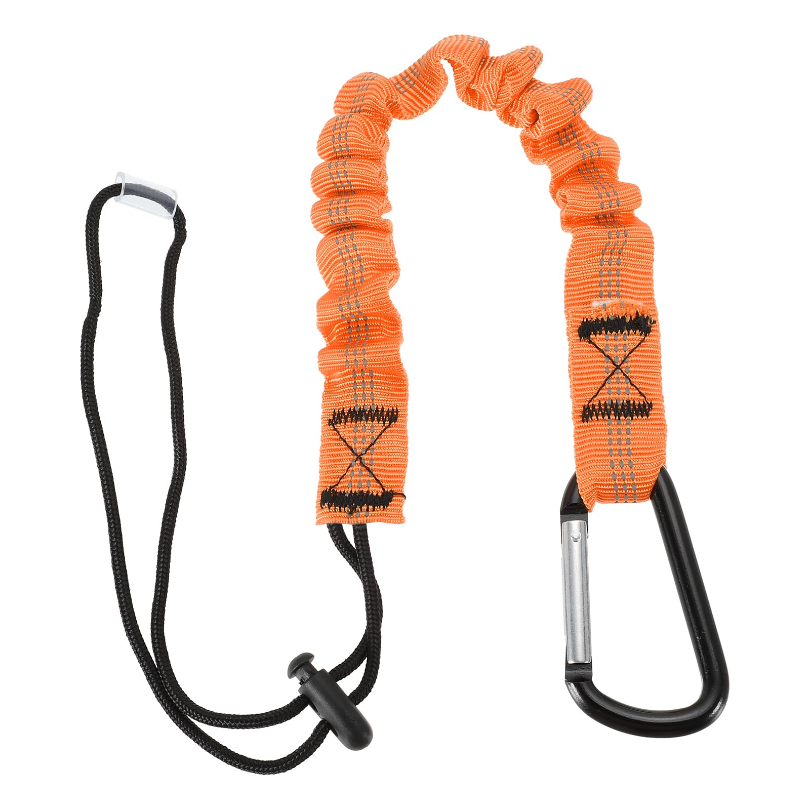 MECCANIXITY Retractable Tool Lanyard 2ft with Single Aluminum Buckle and Adjustable Loop End, Maximum Weight Limit 10KG / 22lb, Safety Fall Protection Tools Leash, Orange