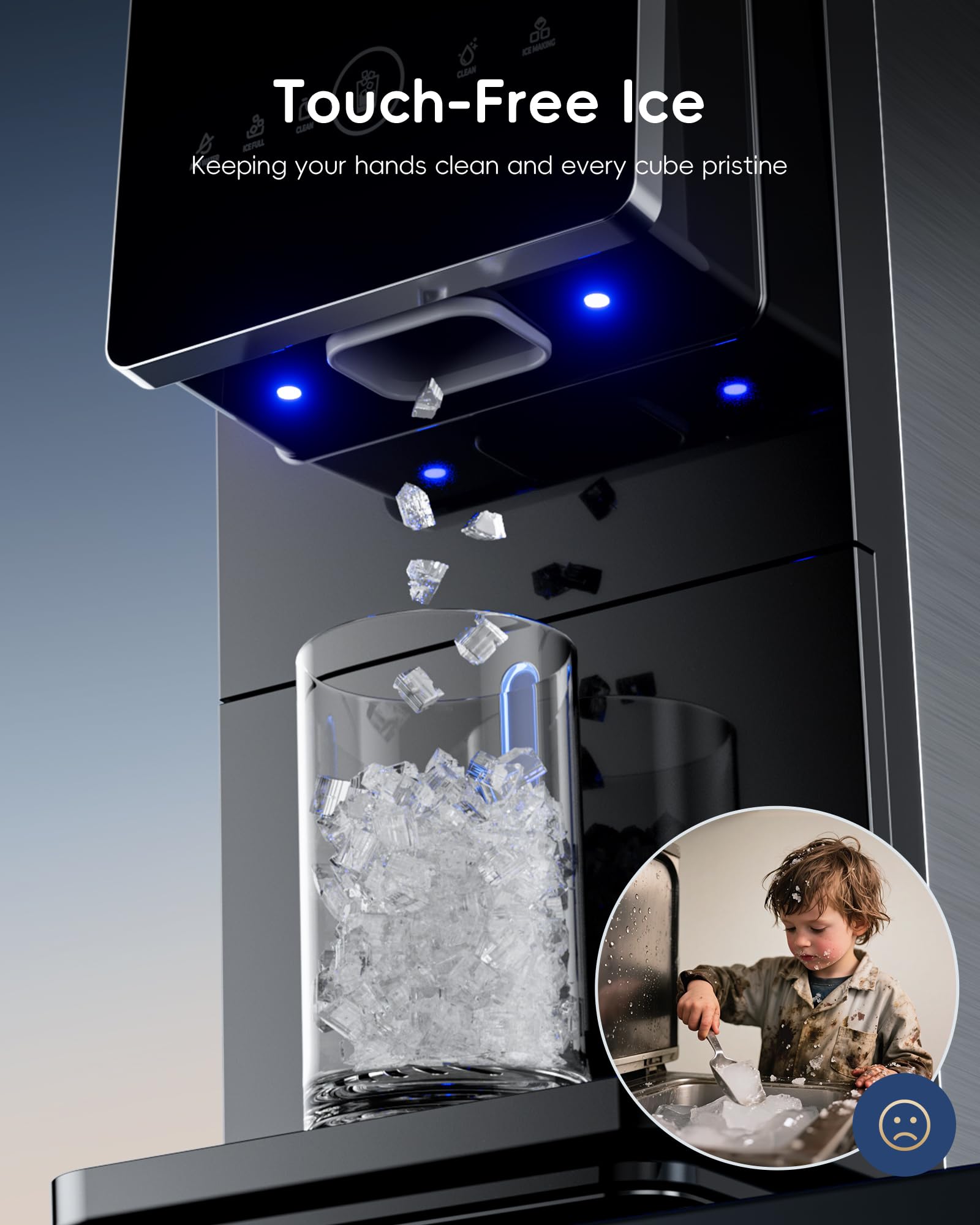 ecozy Nugget Ice Makers Dispenser 40 lbs Per Day Pebble Sonic Ice Machine Countertop, Touch-Free Ice, Self-Cleaning, Mistalo Drop Slim for Home Kitchen Office - 2