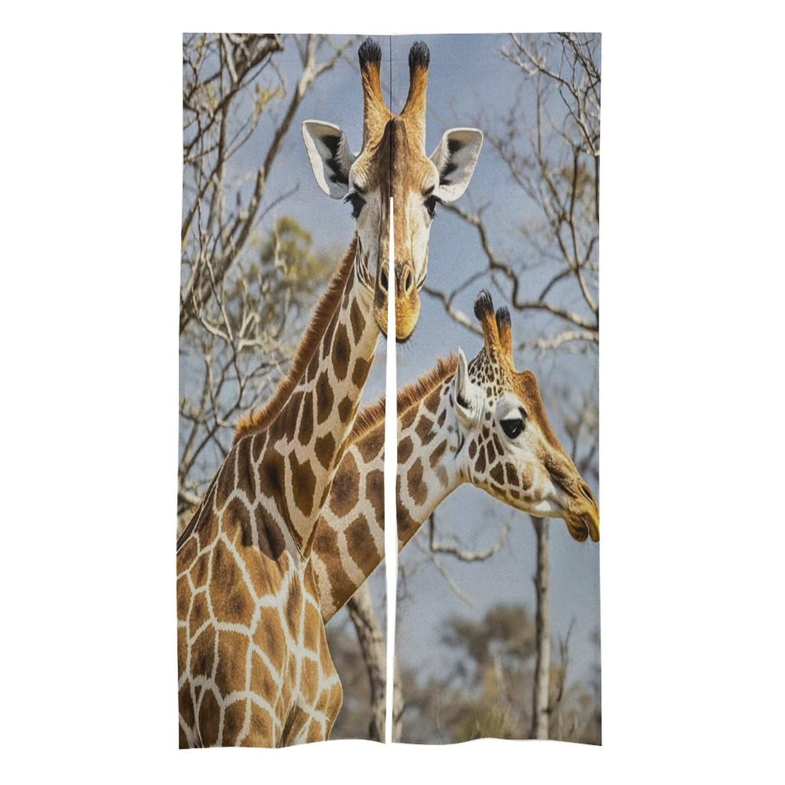 FekiLoot Giraffe Door Curtain Splice Japanese Style Theme Blackout Doors Cover Hemp Door Tapestry Temperature Protection Barrier Doors Screen for Various Rooms 17W X 57L Inch
