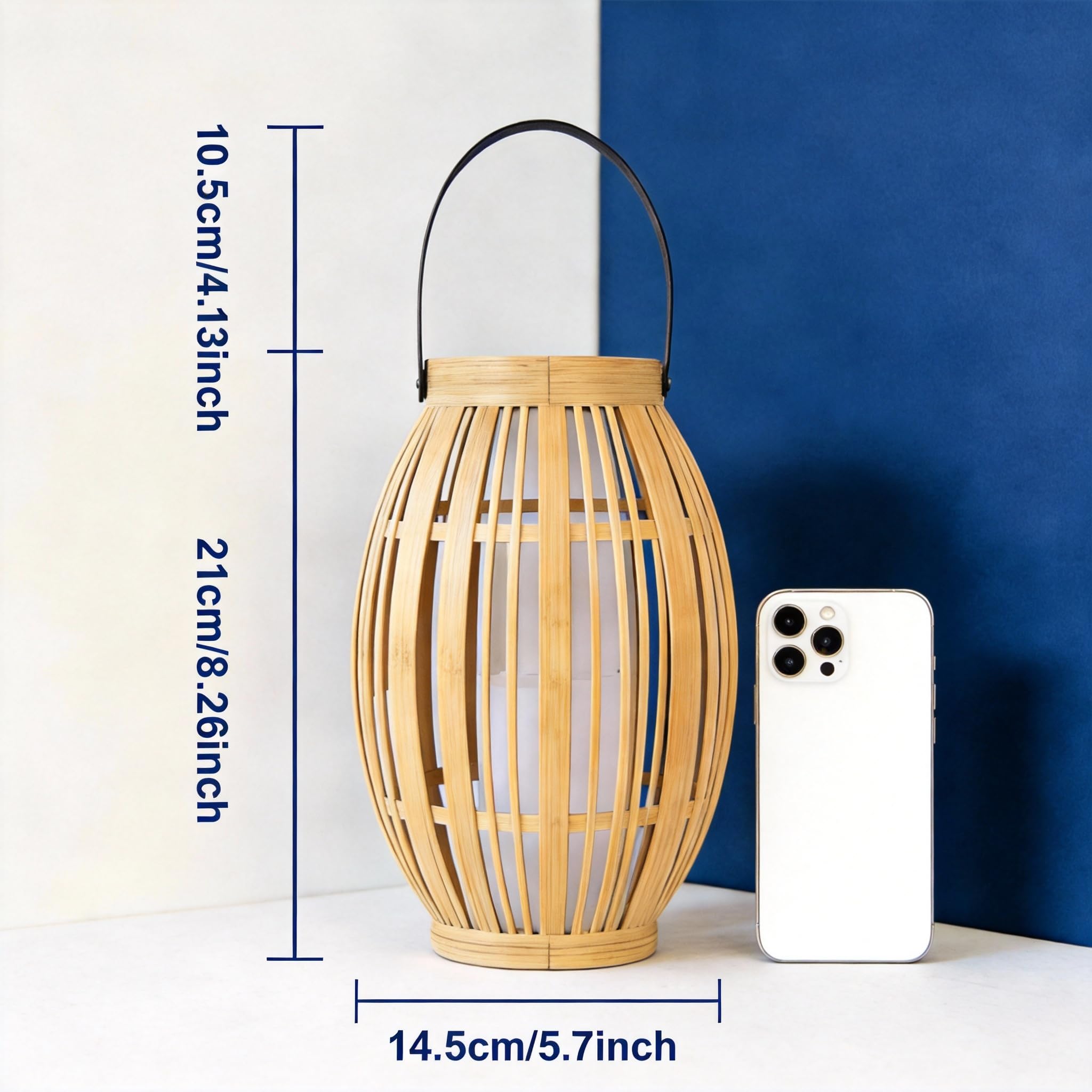 2 farolillos solares para exteriores, lámparas solares con imitación de color bambú para jardín, balcón y terraza, encendido y apagado automático, resistente al agua