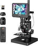 LM266S 5 Lentille 7" HDMI Microscope numérique 5000X pour adultes, Microscope biologique numérique de laboratoire avec écran pour diapositives, scène mécanique X-Y, UHD 2160P Vidéo, LCD Caméra de pièce pleine vue, PC Affichage 32GB