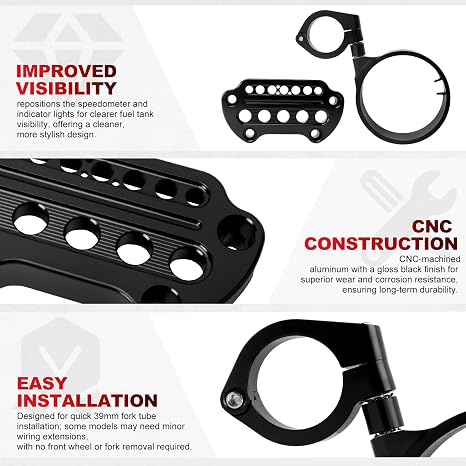Motorcycle Speedometer Ring Relocation Bracket Side Mount Instrument Cover Handlebar Clamp Fit for Harley Sportster XL 1200 883 XL883 XL1200 Iron 883 Forty Eight 72 48 1993-2022