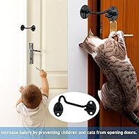 Vista 5 de Paquete de 4 cierres de puerta de 4" con gancho y ojo, cierres de puerta de granero de acero inoxidable resistente a la oxidación, ganchos de cabina