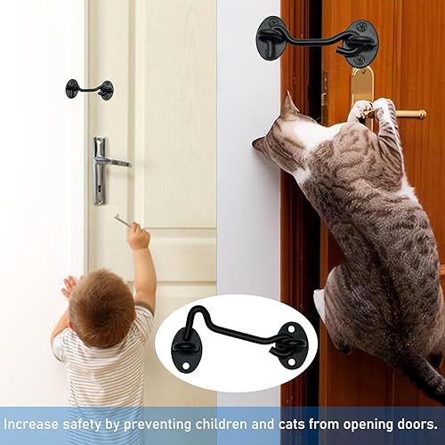 Miniatura 5 de Paquete de 4 ganchos y ojales de 4 pulgadas, acero inoxidable resistente al óxido, ganchos de cabina para persianas de puerta, ventana, cobertizo