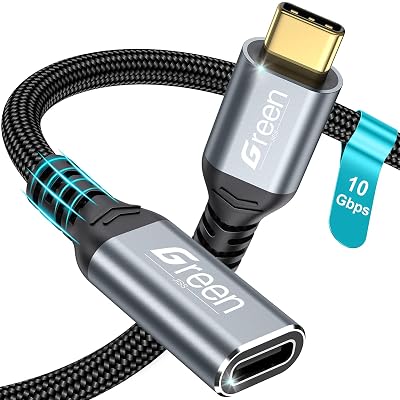 Green Jiss® USB C Extension Cable 10ft, 20Gbps/4K@60Hz, Video Heavy Duty USB3.2 Gen2 Extender Male to Female Full Function Ultra-High Speed Transfer USB Type C Extender 240W Fast Charging Cable