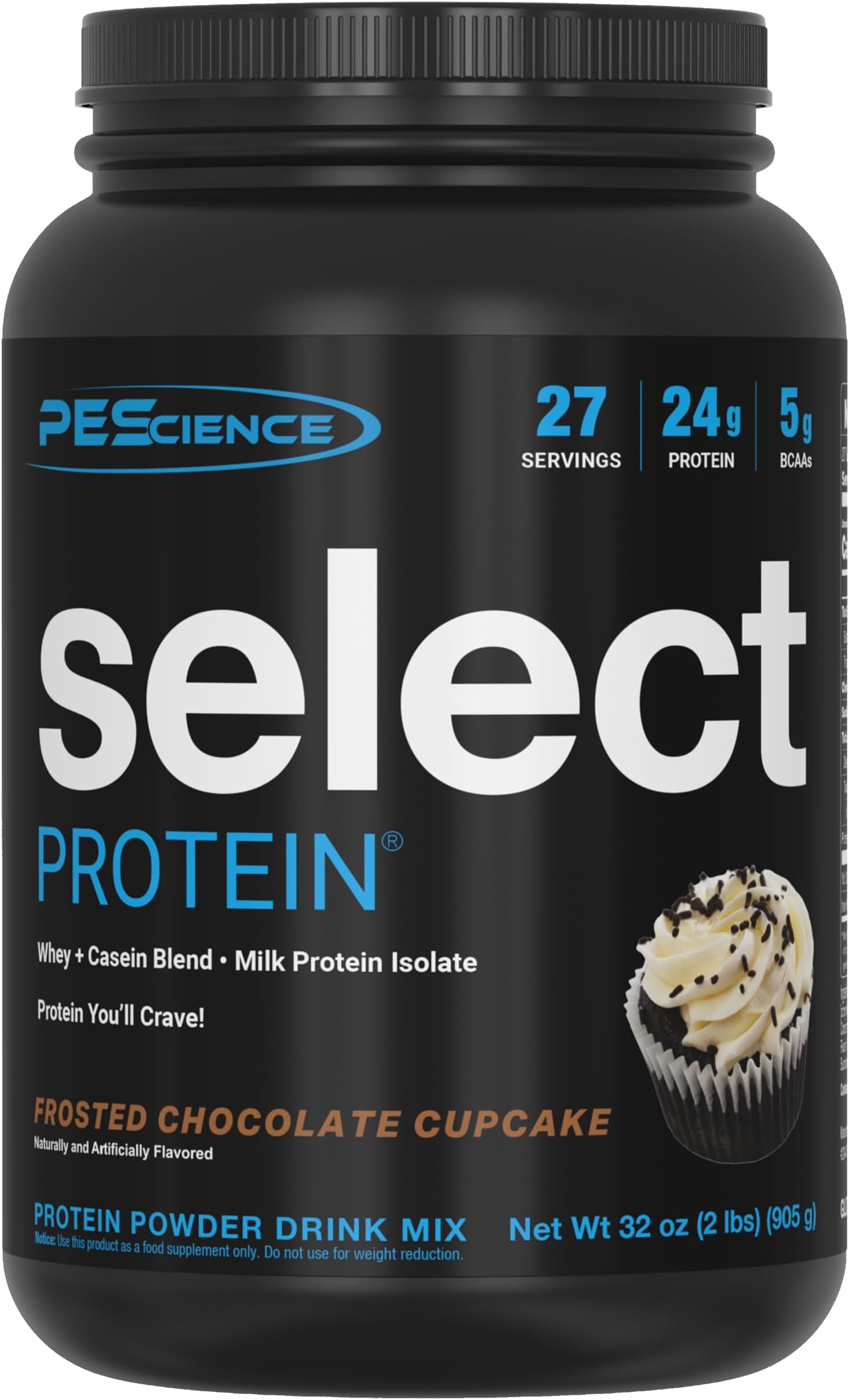 Select Protein Powder, Whey and Casein Blend, Lean Protein Powder for Women and Men, Low Calorie, Low Carb, Keto Friendly, Gluten Free, Frosted Chocolate Cupcake - 27 Servings