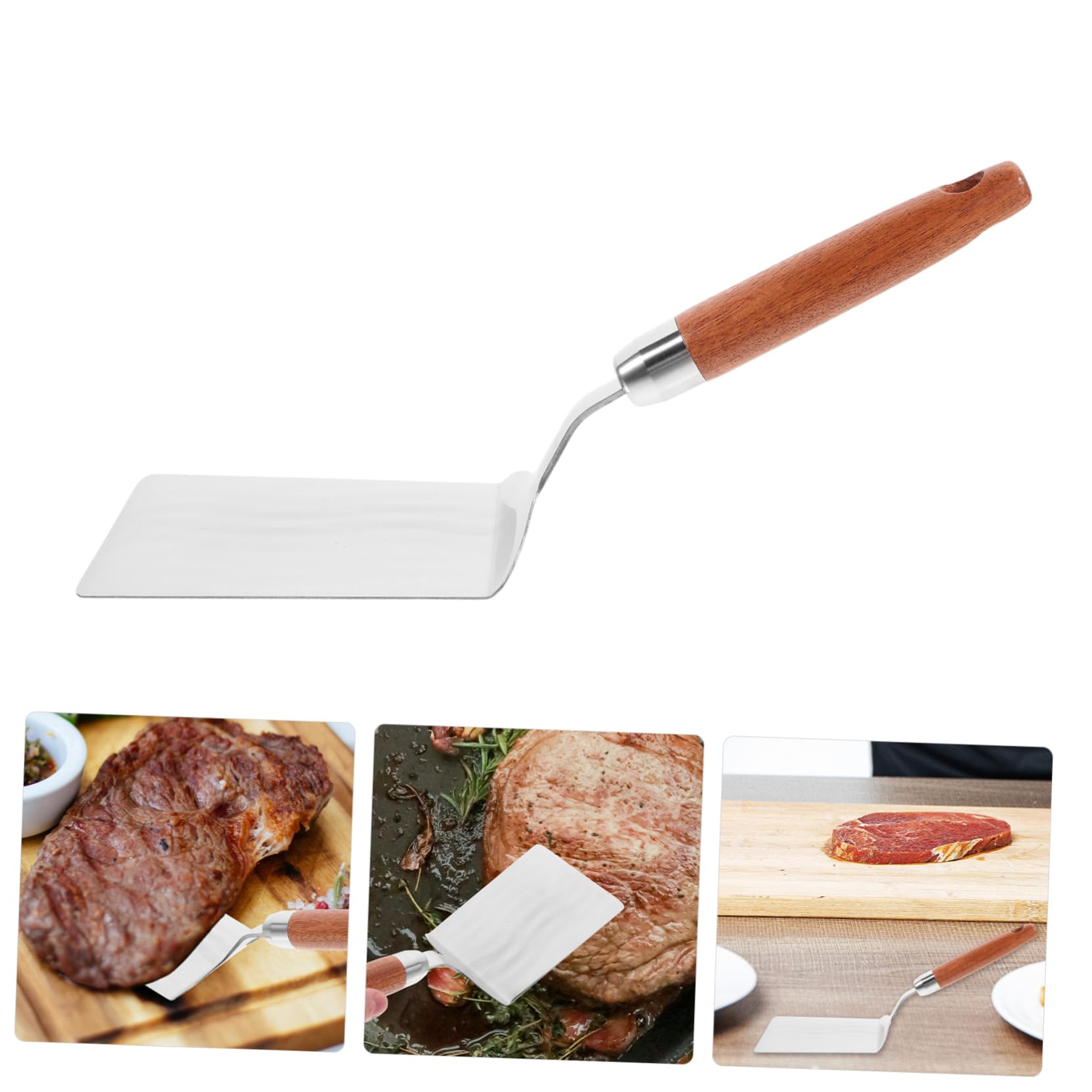 Alipis 5St Kochspatel Kelle Werkzeug Pizza schälen Steakspatel aus Metall Tragbarer Bratsteakspatel Bratspatel Teppanyaki Schaufel Küchenwaren Pfannenwender gebratenes Steak hölzern