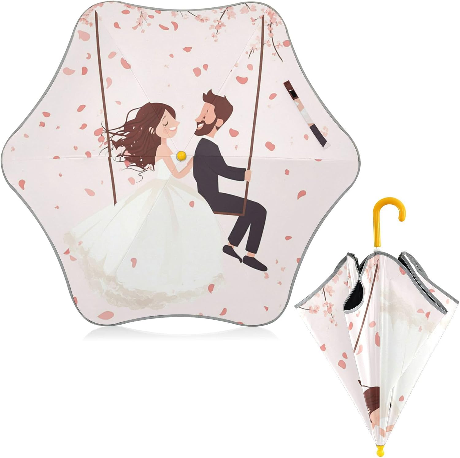 ALAZA Wedding Couple Swing Flowers Kids Umbrella for Girls Boys Toddler Children Rain & Sun Umbrella