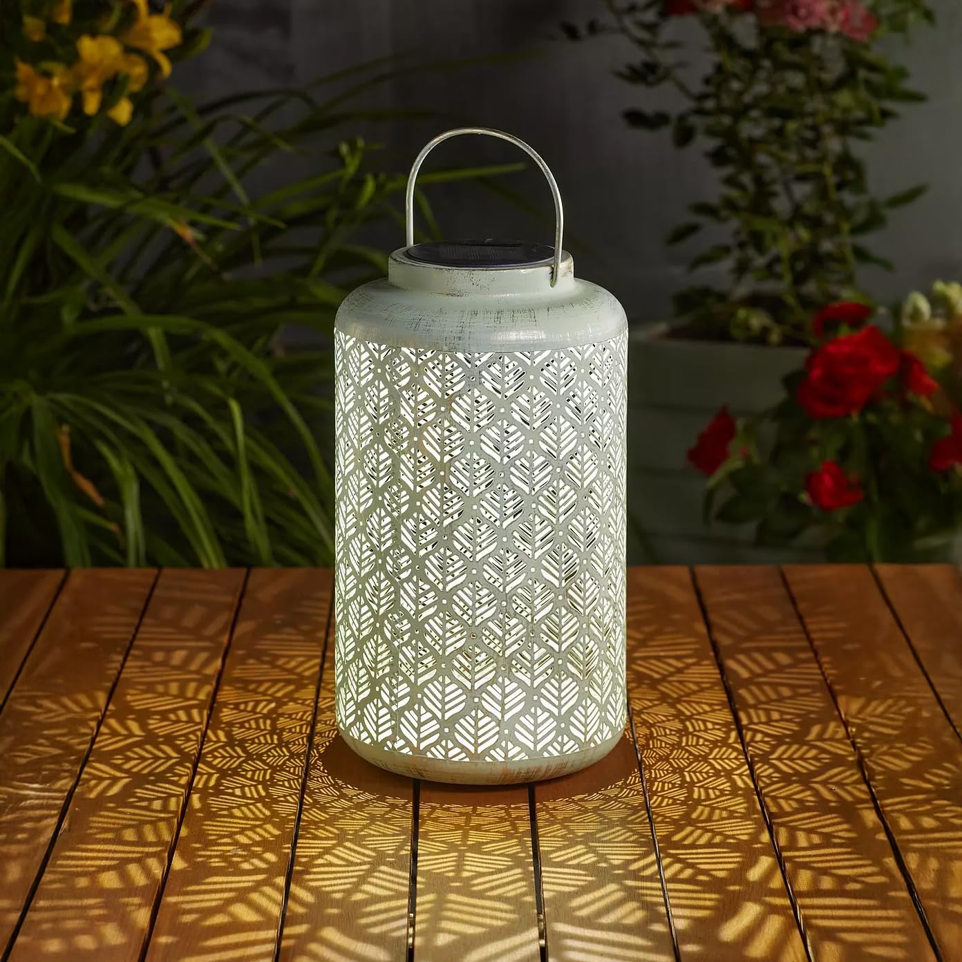 Garden Mile Women's Solaire Lantern - Sage Xl Solar Led Lantern Lighting For Outdoors Hanging Garden Damasque Lamp Solar Lighting For Outside Silhouette Lighting For Garden (Solaire Lantern - Sage Xl)