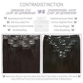 Lacer Hair New Seamless Clip in Hair Extensions Real Remy Human Hair Double PU Skin Weft Invisible Hair Extensions Clip On Human Hair Natural Darkest Brown Hair Color 18 Inch 7Pcs 110g