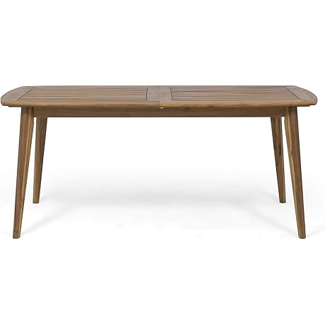 GDFStudio Outdoor Acacia Wood Expandable Dining Table, Teak