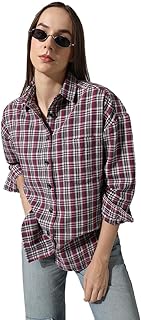 ONLY Women Tartan Checks Opaque Checked Casual Shirt