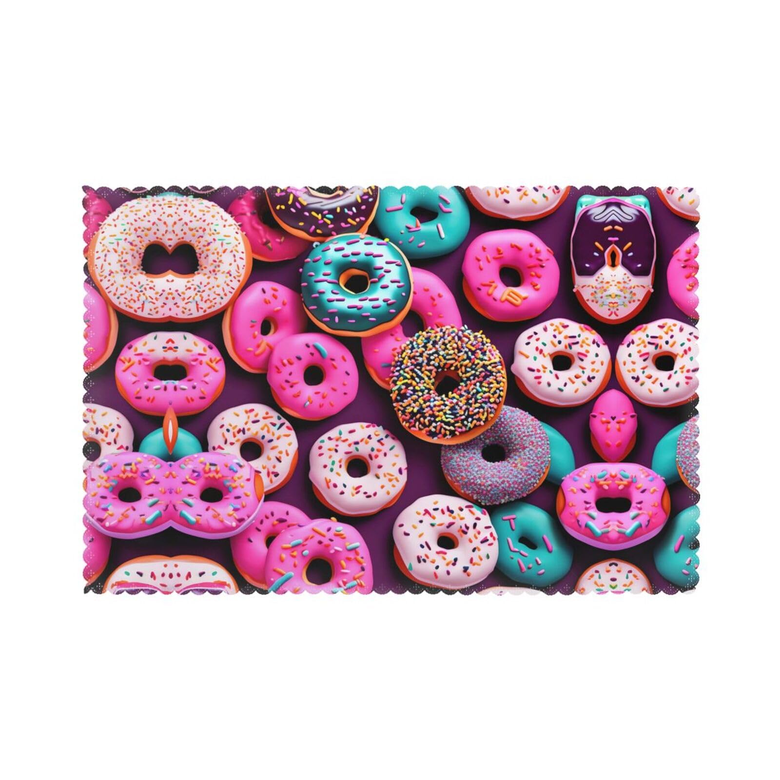 Donut Christmas Placemats Set of 6,Washable Table Mats