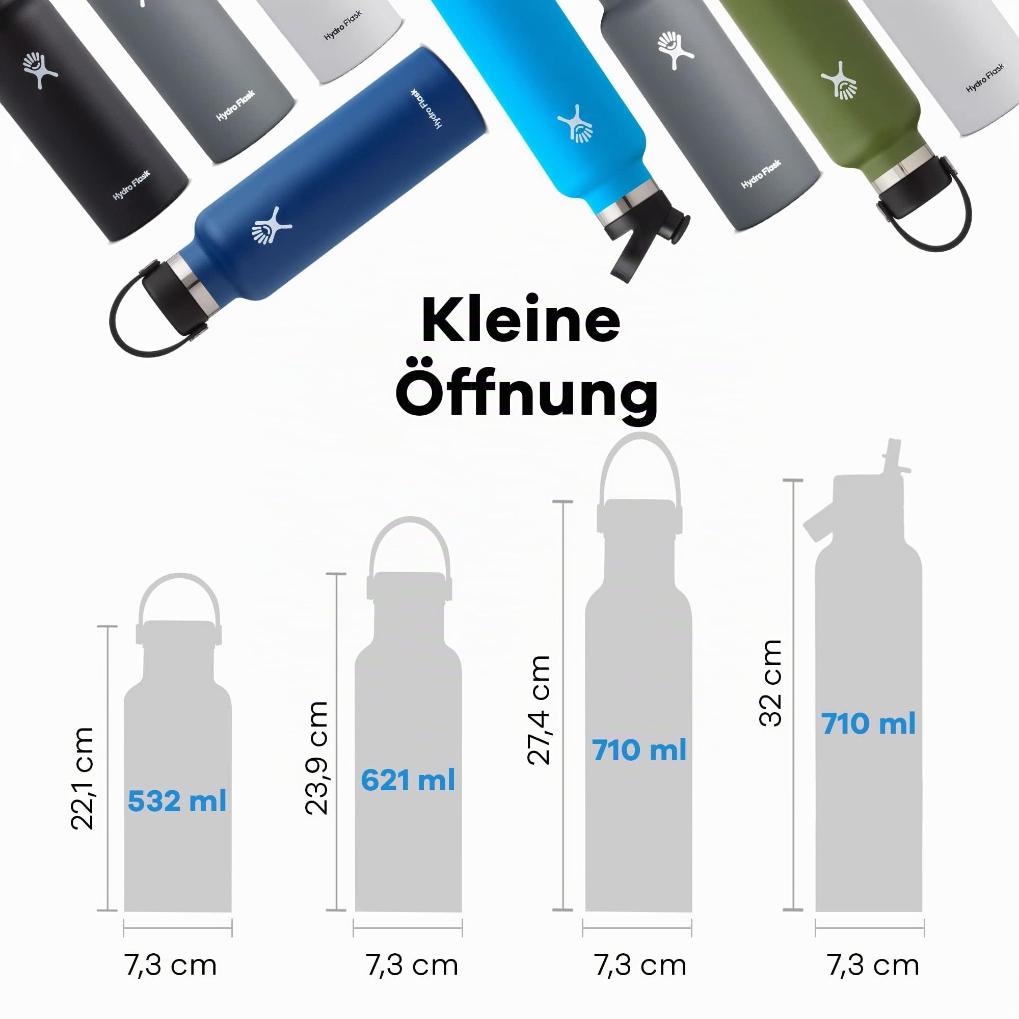 HYDRO FLASK - Trinkflasche 532ml (18oz) - Isolierte Wasserflasche aus Edelstahl - Sportflasche mit auslaufsicherem Flex Deckel & Gurt - Thermoflasche Spülmaschinenfest - Kleine Öffnung - Lupine