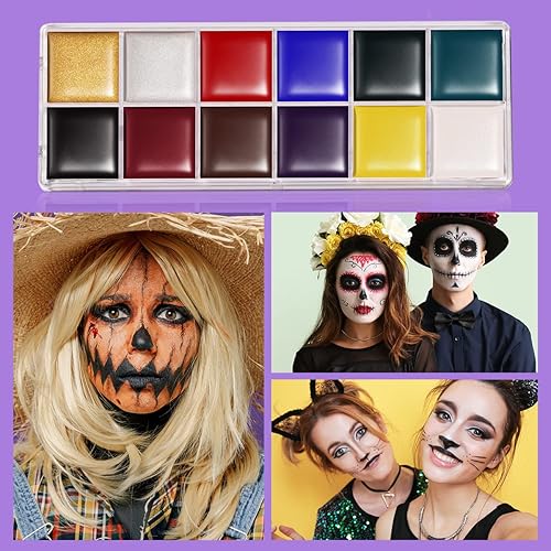 Miniatura 2 de EYESEEK Professional Face Body Paint Kit 12 Colors Oil Set,Non-Toxic Hypoallergenic Safe Tattoo Halloween FX Party Artist Fancy Makeup Painting Kit