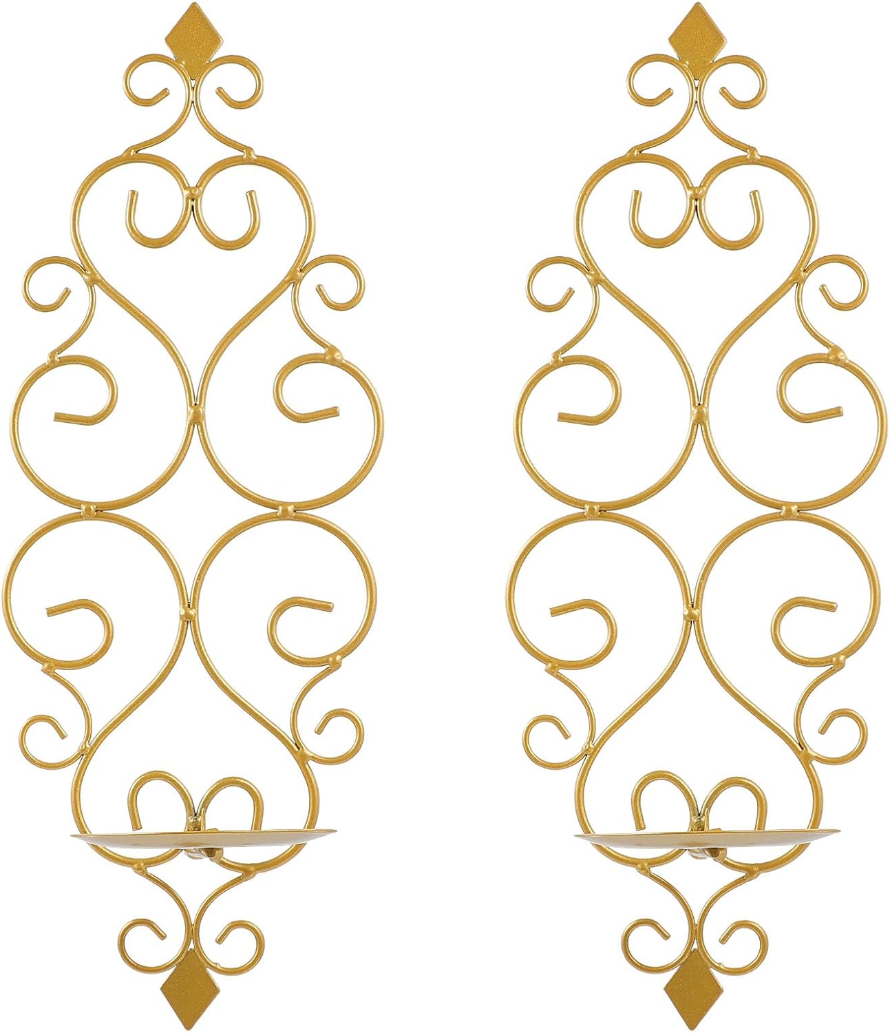 2Pcs Gold Wall Tealight Sconces Candle Holders Decorative Iron Candlesticks Stand for Indoor Outdoor Home Dining Office Wall Decor