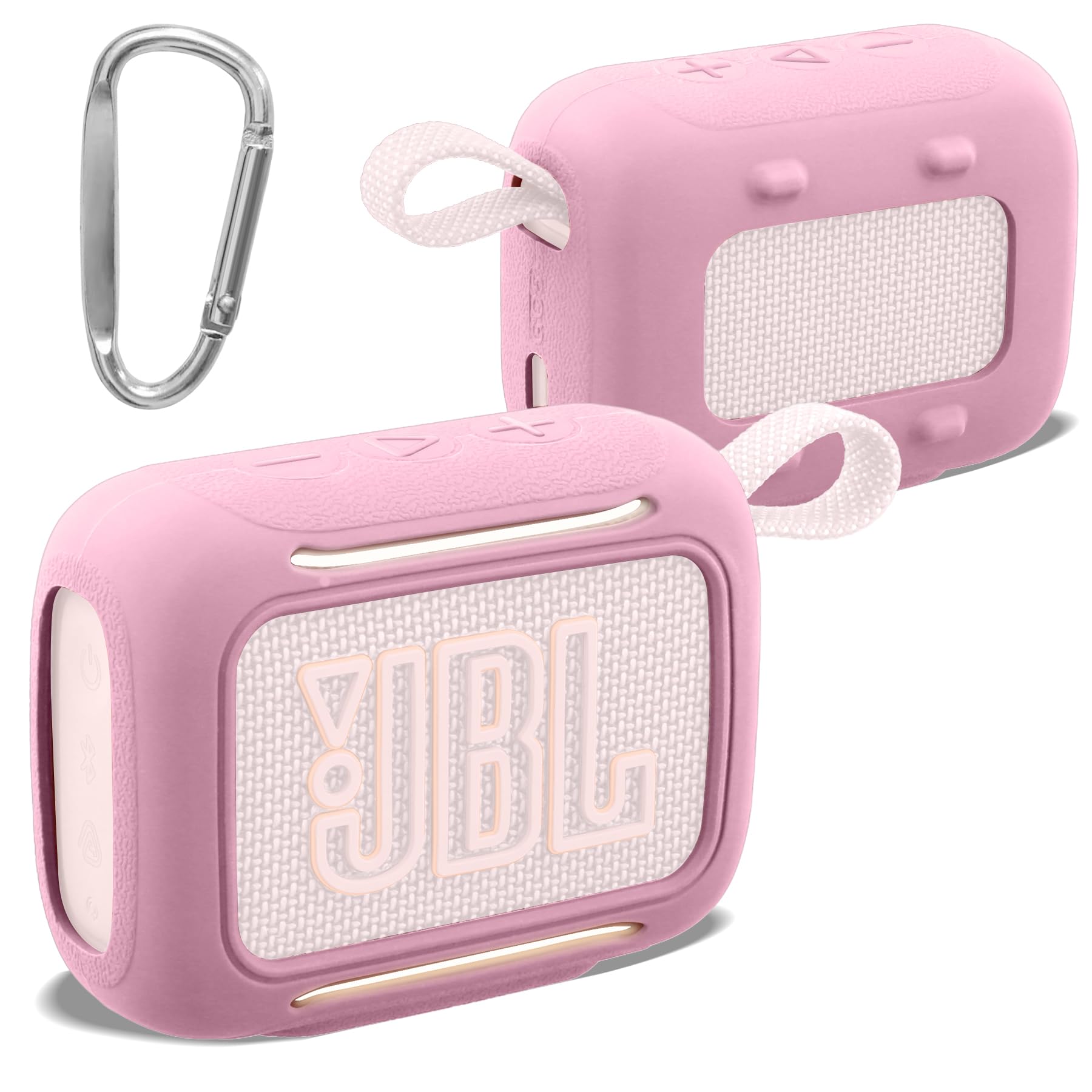 co2CREA Silicone Case for JBL Go 5 Bluetooth Speaker, Ultra-Light Shockproof Silicone Protective Cover Sleeve with Carabiner,Speaker Not Included