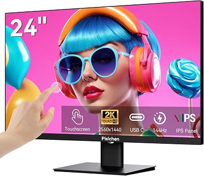 Touchscreen Monitor 2K 144Hz 23.8 Inch QHD 2560x1440P Computer Monitor USBC HDMI DP Ports Eye Care Frameless VESA Mount