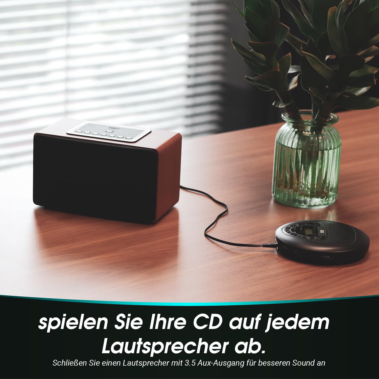 August SE10 Wiederaufladbarer tragbarer CD Player mit Kopfhörer - Discman USB-C mit Lautsprecher Überspring (Anti-Skip) Schutz MP3 CD Player mit Wiederholung/EQ/PROG/Micro SD/EQ für Erwachsene Kinder