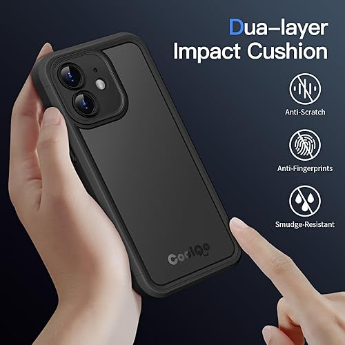 Miniatura 4 de COOLQO Funda magnética para iPhone 12, doble capa mate resistente a los arañazos, color negro