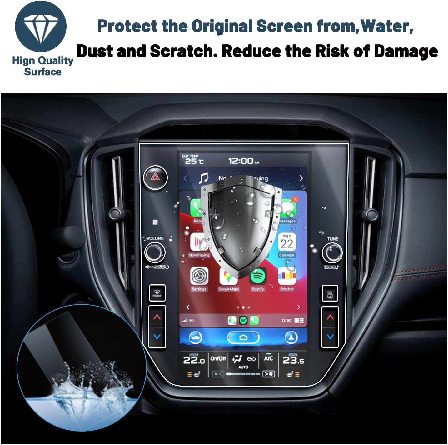 Ruiya Screen Protector for Subaru Crosstrek 11.6-inch Touchscreen 2024 Subaru Crosstrek Accessories 9HD Tempered Glass Compatible with 2024 2025 Subaru Crosstrek Wilderness/Premium/Sport/Limited