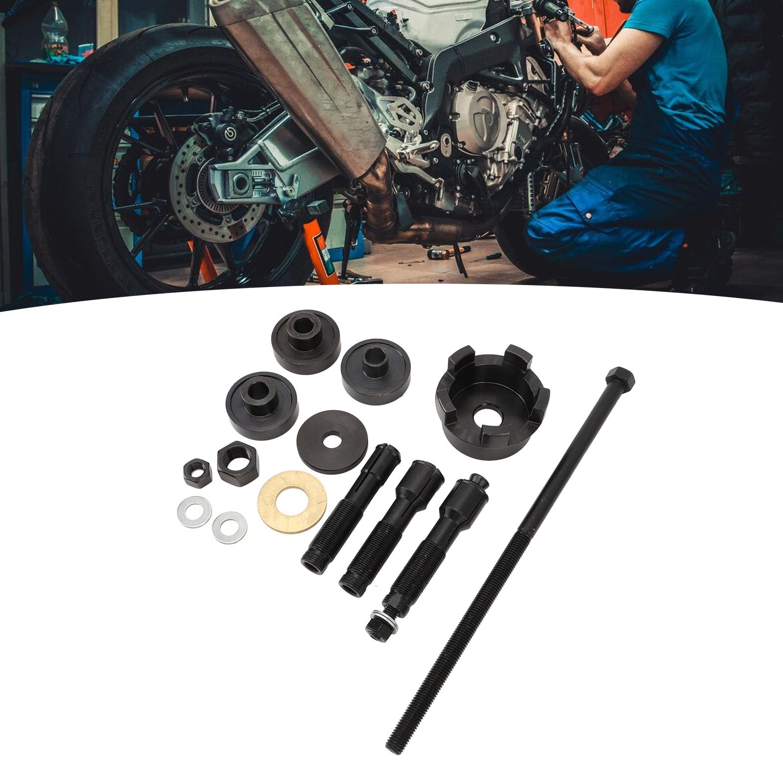 Akozon Juego de Herramientas Extractoras de Rodamientos de Rueda de 14 Piezas, Multifunción de Ahorro de Mano de Obra Eficiente en Metal para Rodamientos de 0,75 Pulgadas, 1