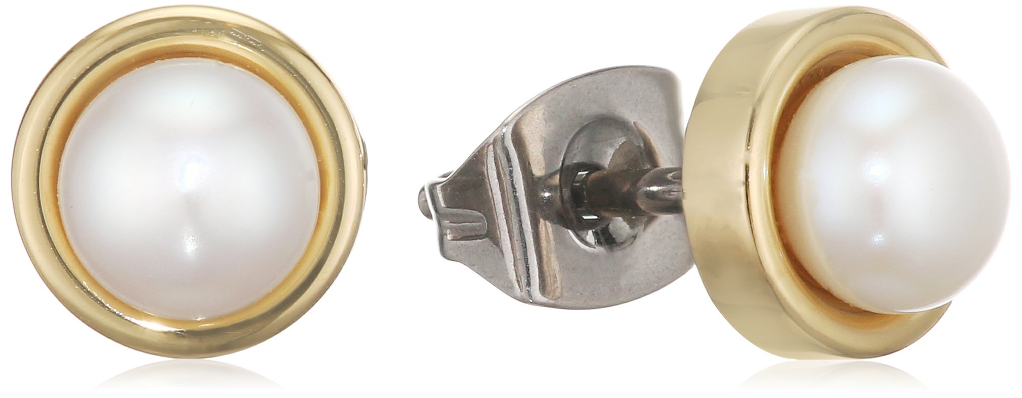Boccia Damen-Ohrstecker Titan Perle weiß - 0594-02