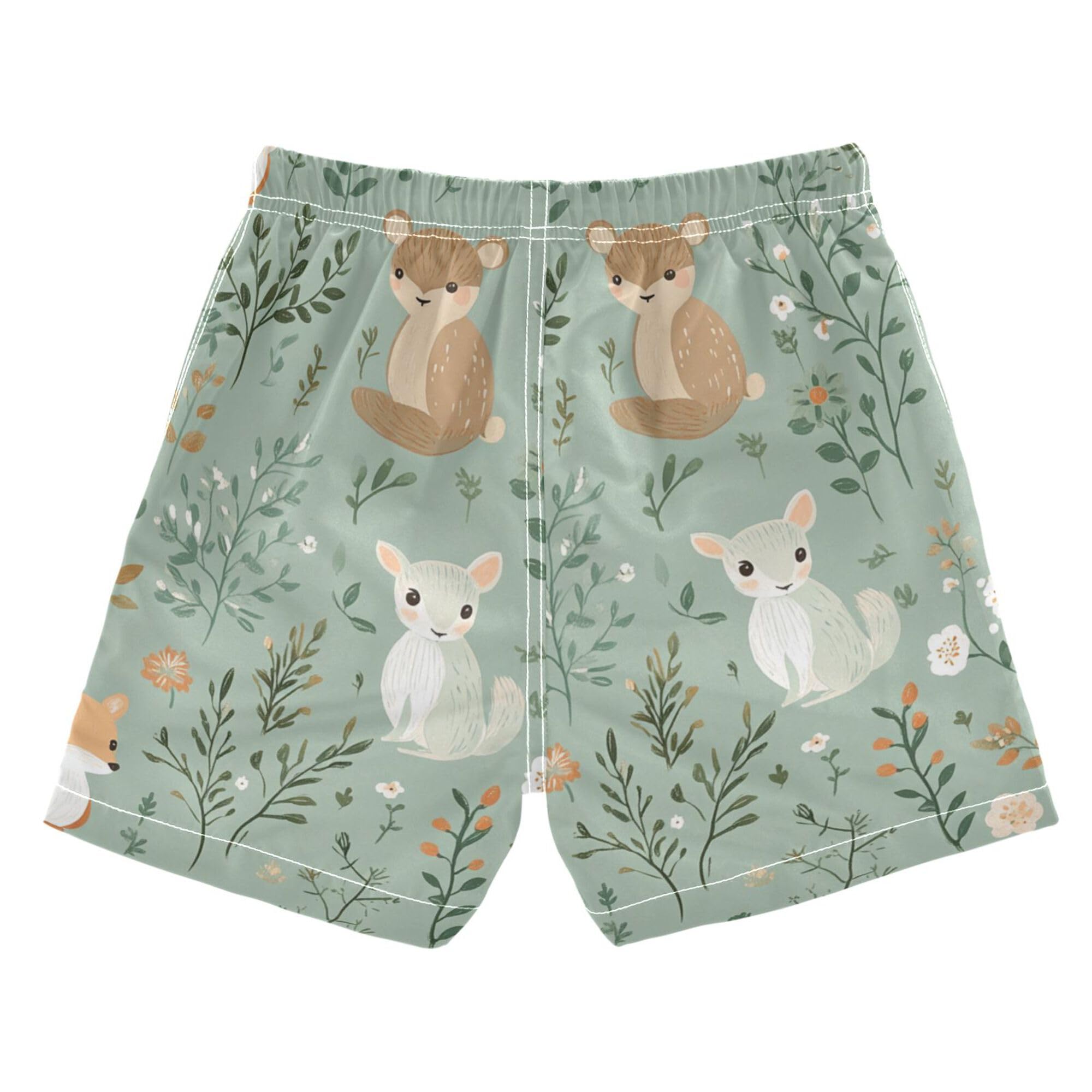 linqin Cute Woodland Animals Boys Swim Trunks Toddler Beach Board Shorts, Quick Dry Swim Shorts Suits 2-16 Years