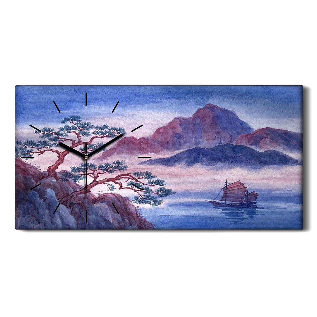 Horloge sur toile 60x30cm art mural moderne salon et chambre