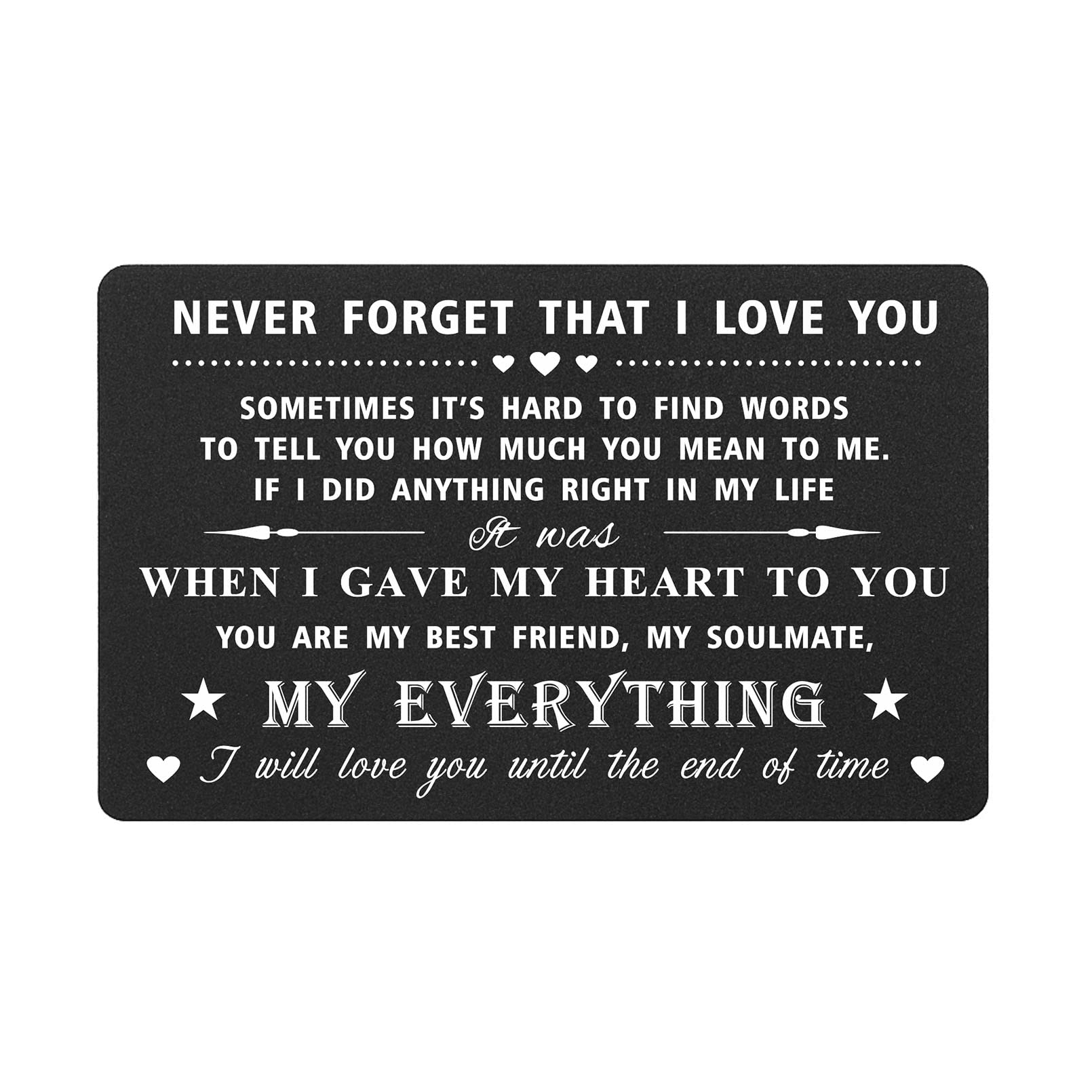 I Love You Gifts for Him Men Valentines Day Gifts for Boyfriend Wedding Anniversary Cards for Husband, black, 3.35"x2.13"x0.02"