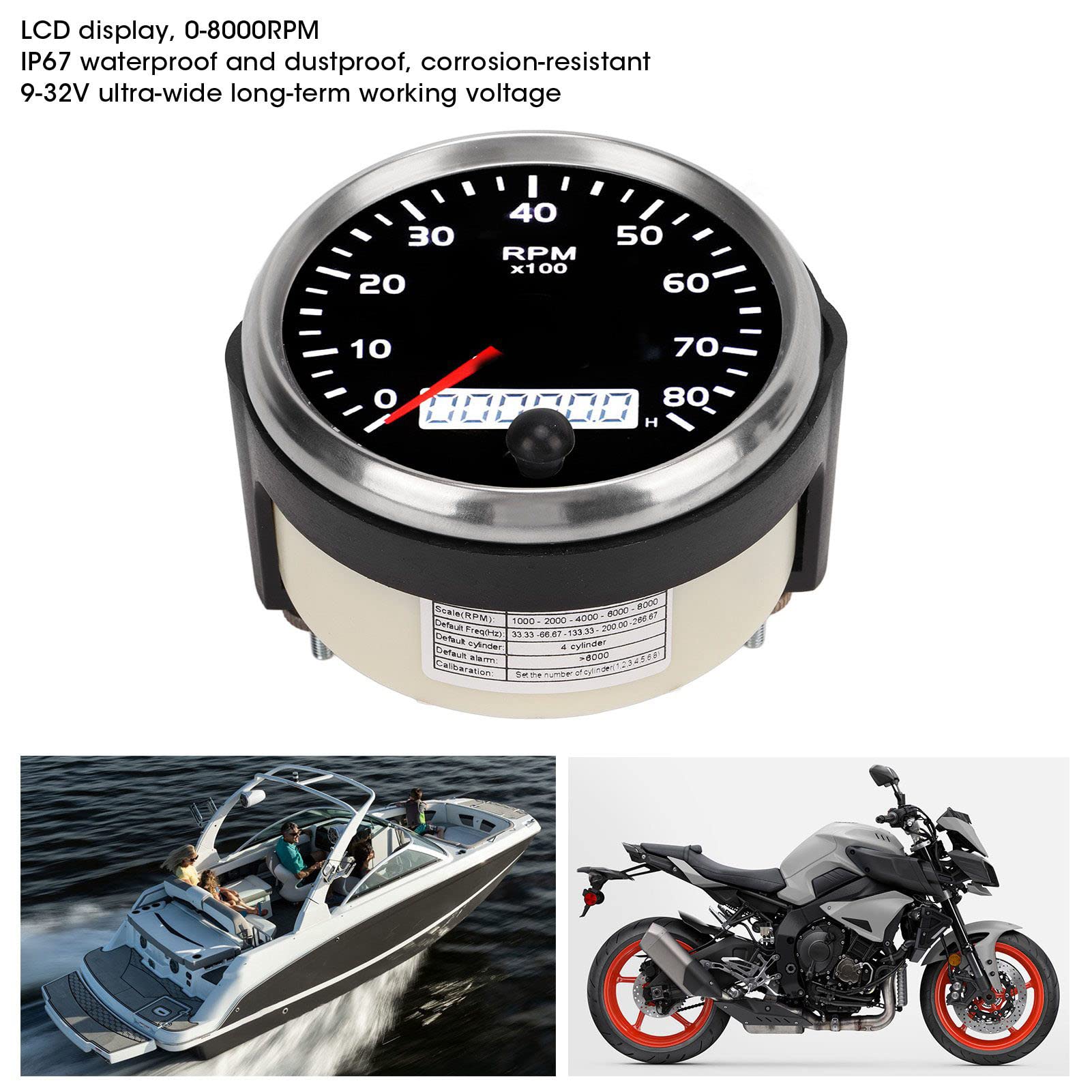 Wema Toerenteller 0-8000 Diesel wit 85 mm - KOK watersport