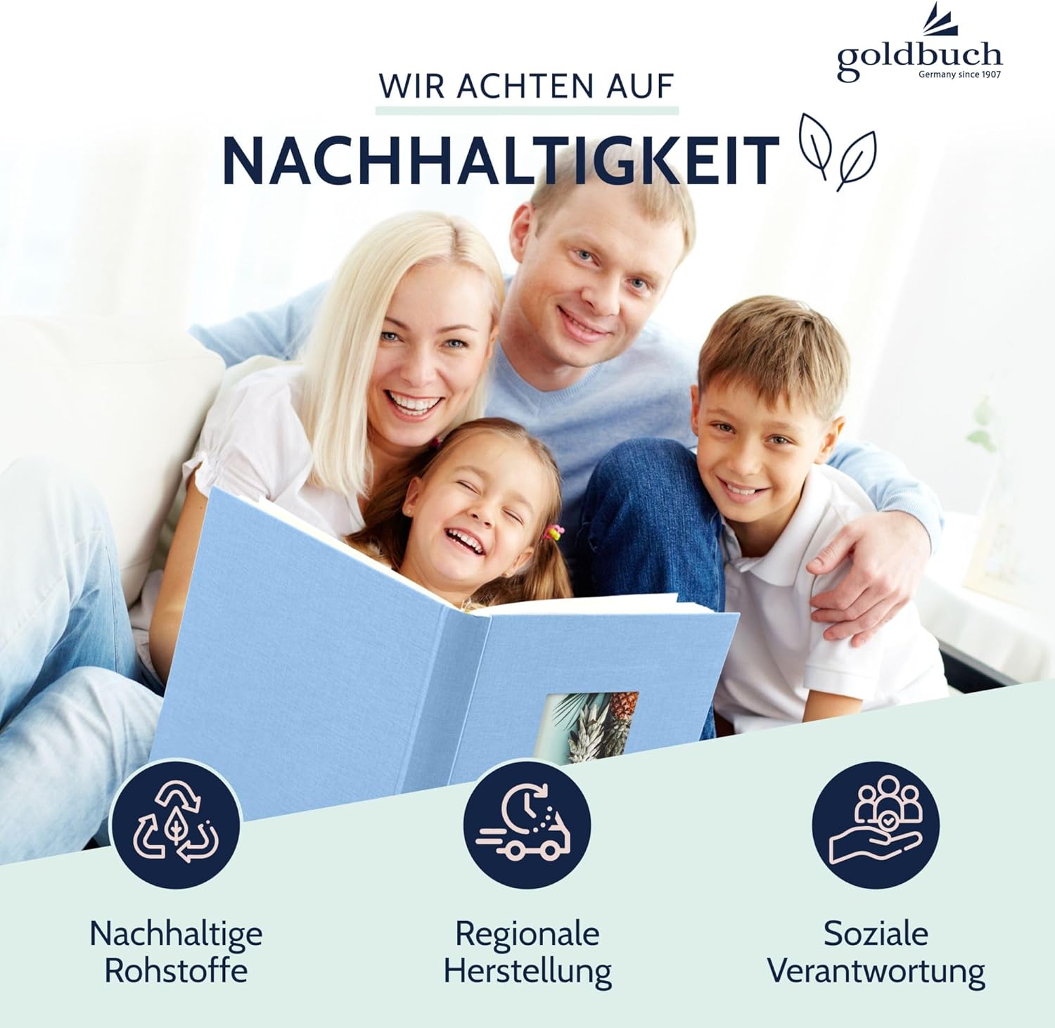 goldbuch Canvas Photo Album, Sky Blue, White Pages, 30 x 31 x 4 cm