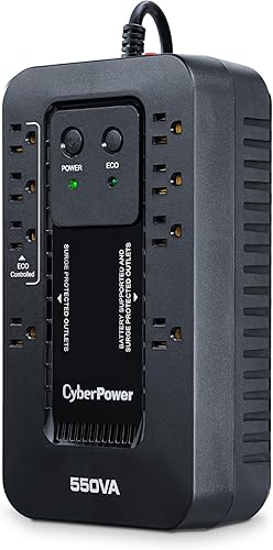 Miniatura 2 de CyberPower EC550G Ecologic UPS batería de reserva y protector contra sobretensiones, 550VA330W, 8 tomas, modo ECO, compacto, certificado UL